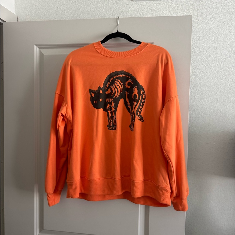 Target Orange Halloween Cat Skeleton Sweatshirt